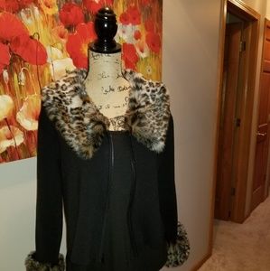 von Saken Vintage Black Leopard Sweater, Size L